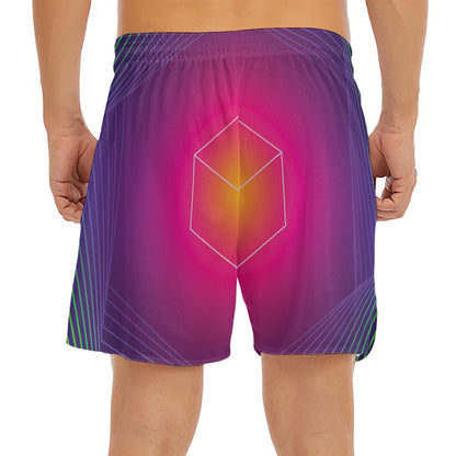 Green Light EDM Geometric Print Men's Split Running Shorts