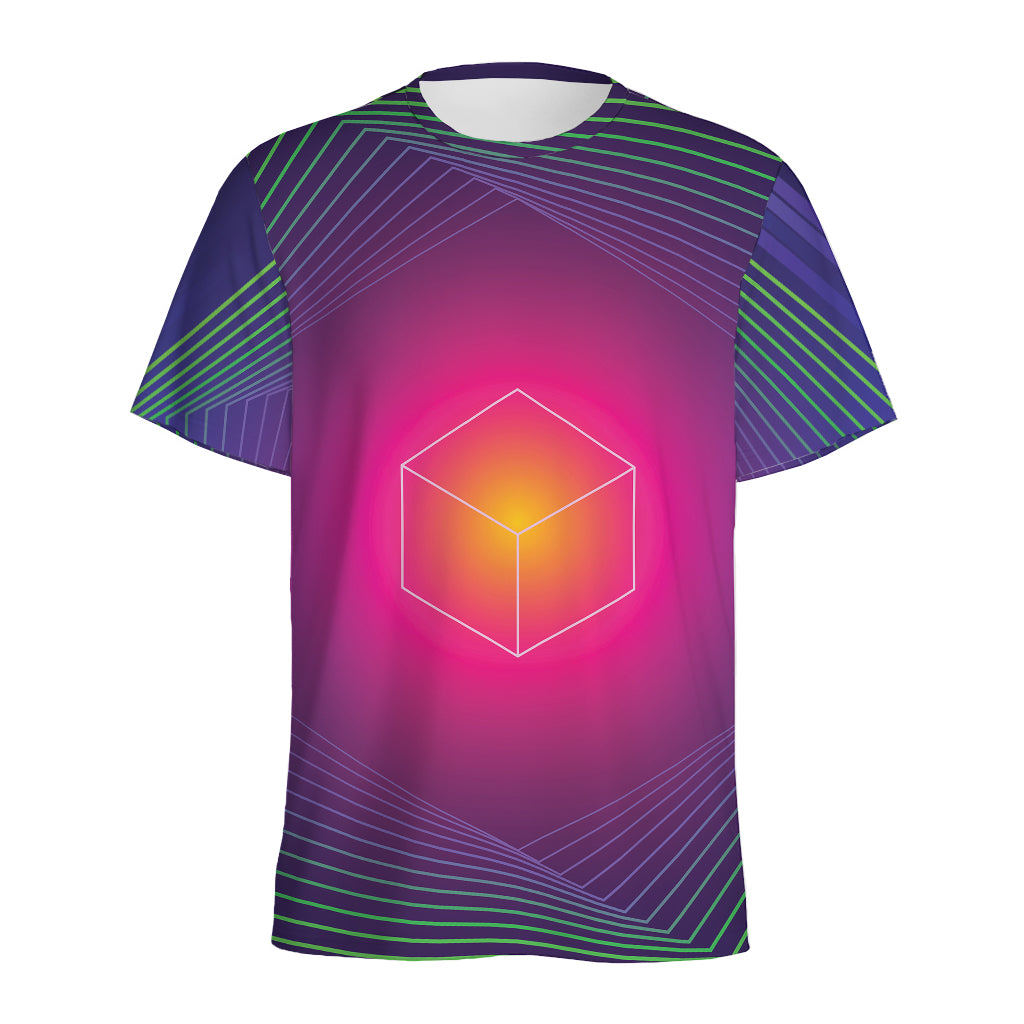 Green Light EDM Geometric Print Men's Sports T-Shirt