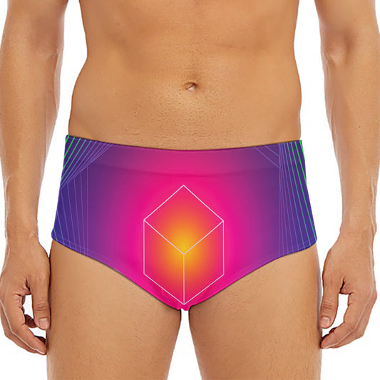 Green Light EDM Geometric Print Men's Triangle Swim Briefs