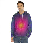 Green Light EDM Geometric Print Men's Velvet Pullover Hoodie