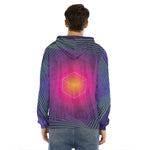 Green Light EDM Geometric Print Men's Velvet Pullover Hoodie