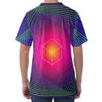 Green Light EDM Geometric Print Men's Velvet T-Shirt