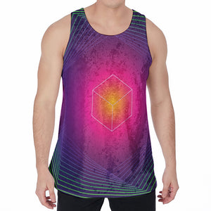 Green Light EDM Geometric Print Men's Velvet Tank Top