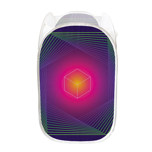Green Light EDM Geometric Print Mesh Laundry Hamper