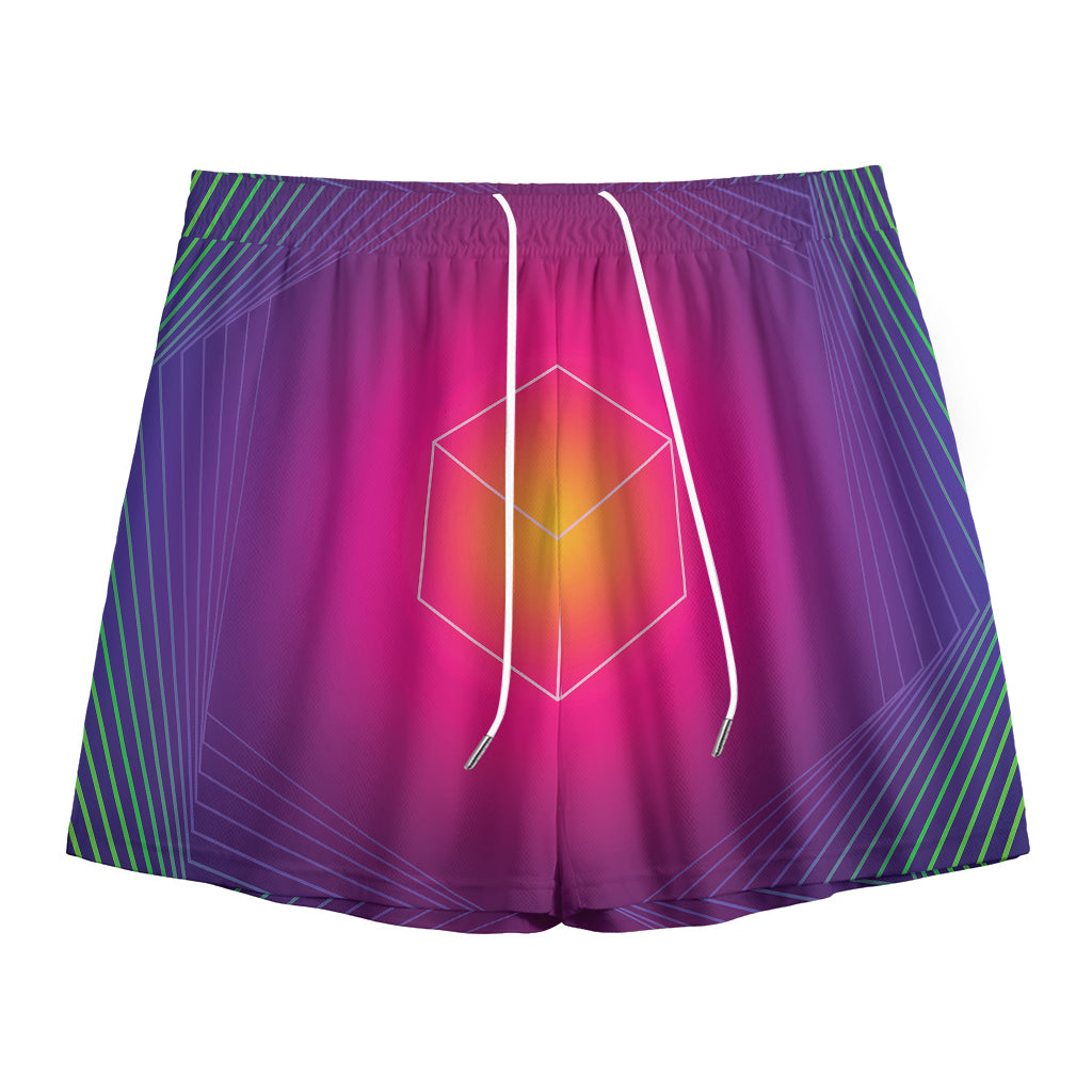 Green Light EDM Geometric Print Mesh Shorts