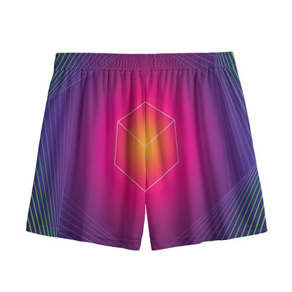 Green Light EDM Geometric Print Mesh Shorts