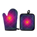 Green Light EDM Geometric Print Oven Mitt And Pot Holder Set