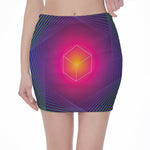 Green Light EDM Geometric Print Pencil Mini Skirt
