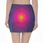 Green Light EDM Geometric Print Pencil Mini Skirt