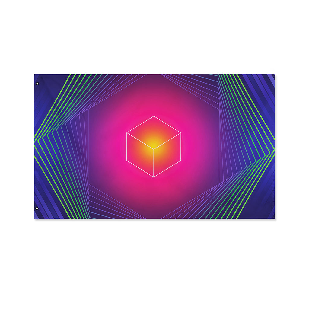 Green Light EDM Geometric Print Polyester Flag
