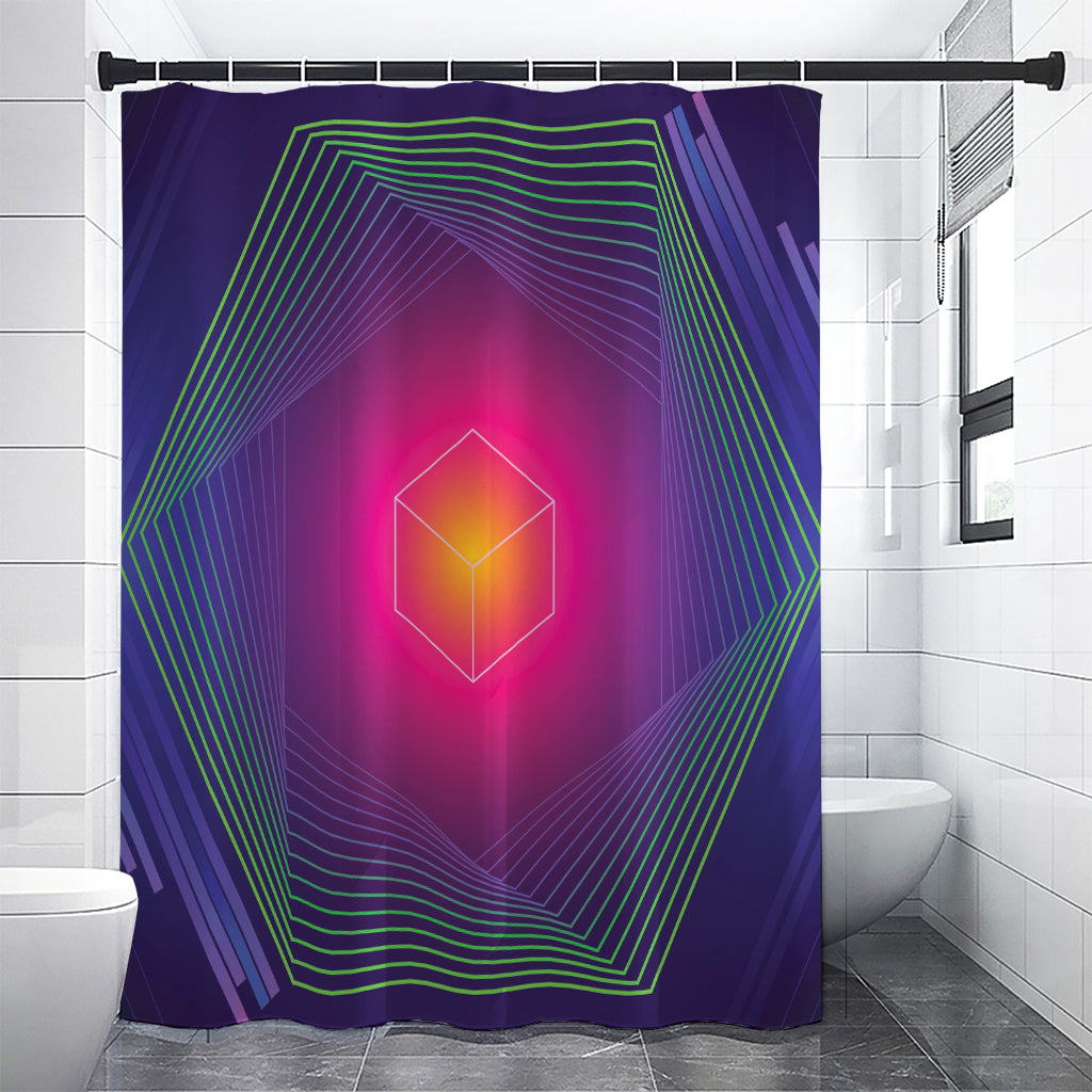 Green Light EDM Geometric Print Premium Shower Curtain