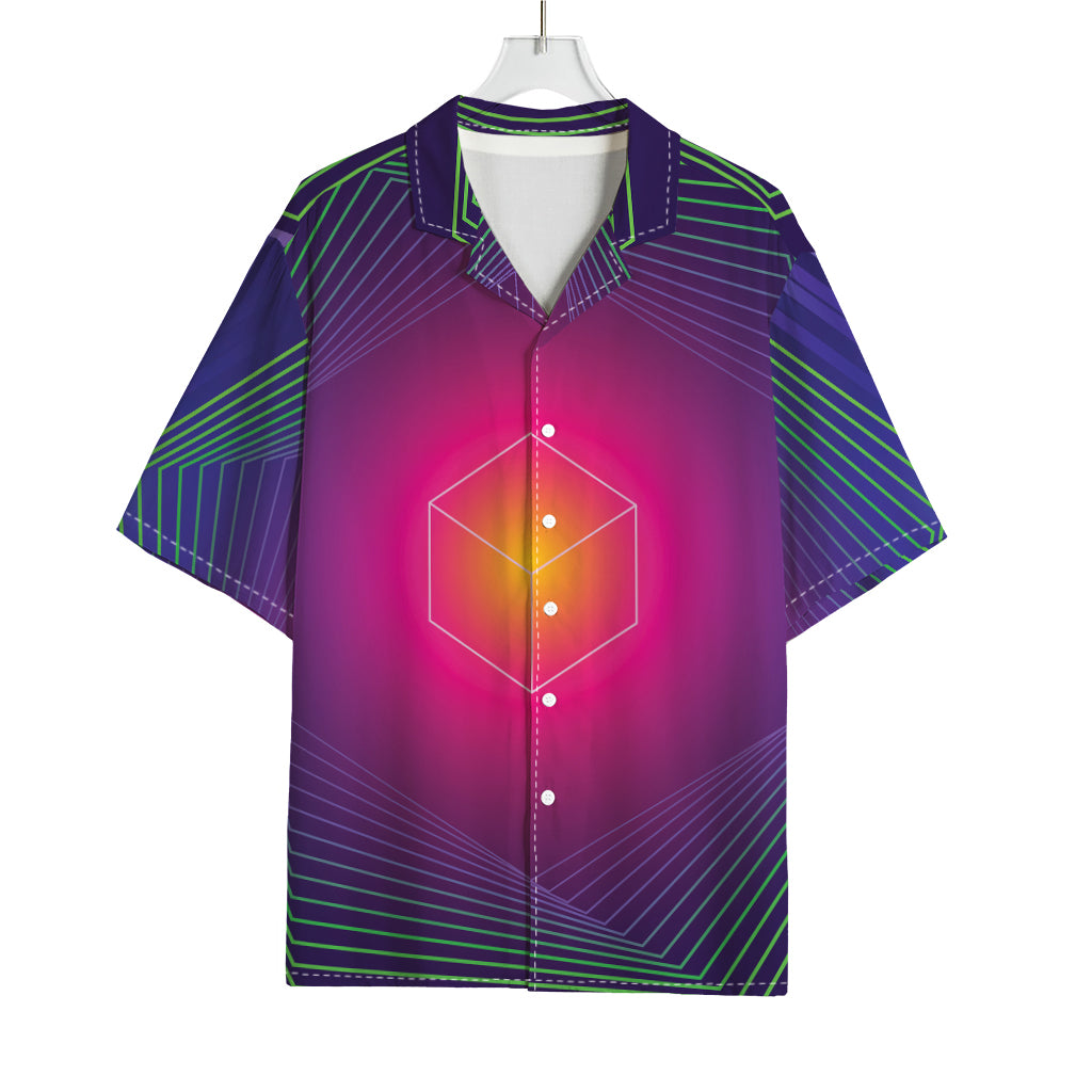 Green Light EDM Geometric Print Rayon Hawaiian Shirt