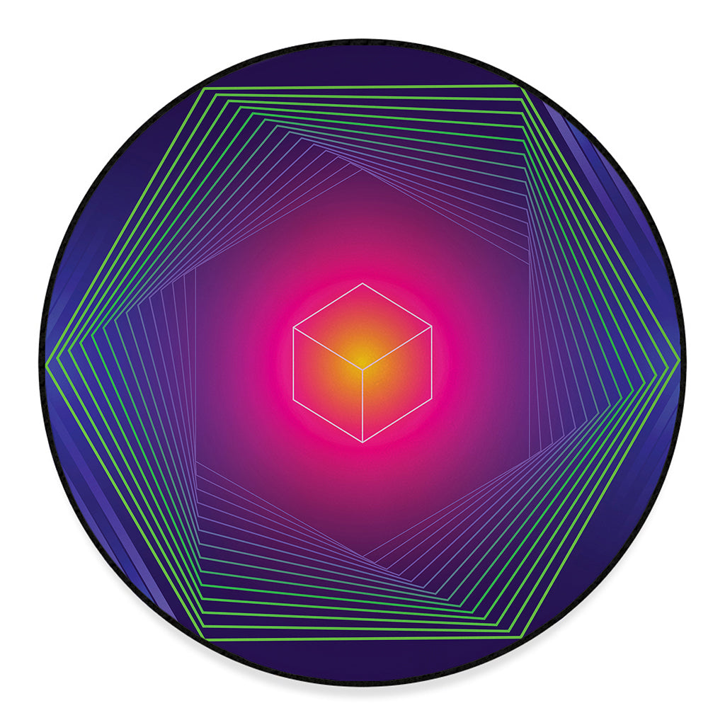 Green Light EDM Geometric Print Round Floor Mat