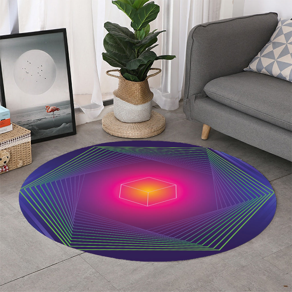 Green Light EDM Geometric Print Round Rug