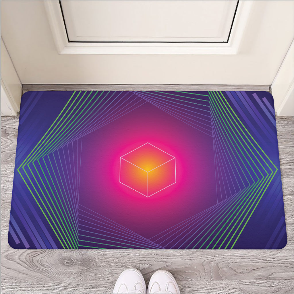 Green Light EDM Geometric Print Rubber Doormat