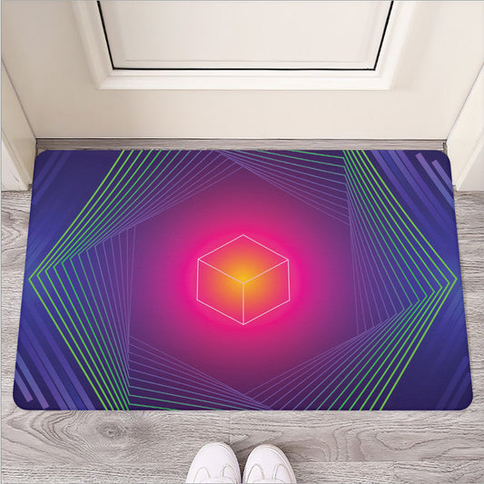 Green Light EDM Geometric Print Rubber Doormat