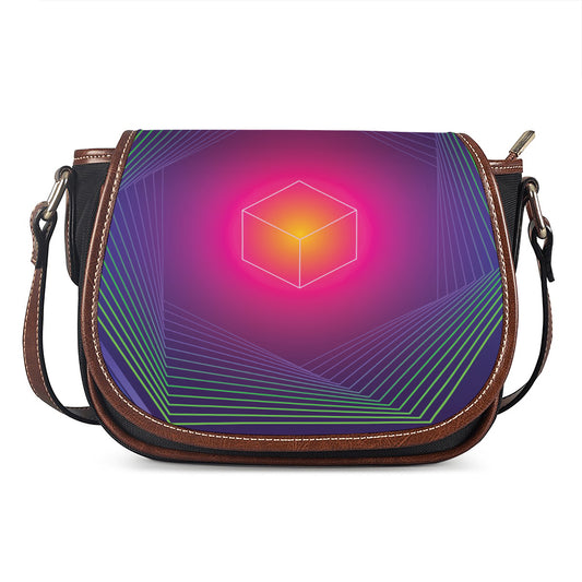 Green Light EDM Geometric Print Saddle Bag
