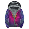 Green Light EDM Geometric Print Sherpa Lined Zip Up Hoodie