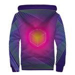 Green Light EDM Geometric Print Sherpa Lined Zip Up Hoodie