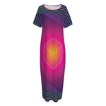 Green Light EDM Geometric Print Short Sleeve Long Nightdress