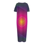 Green Light EDM Geometric Print Short Sleeve Long Nightdress