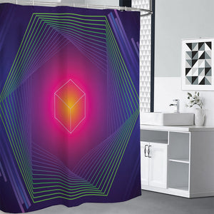 Green Light EDM Geometric Print Shower Curtain