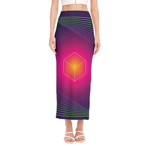 Green Light EDM Geometric Print Side Slit Maxi Skirt