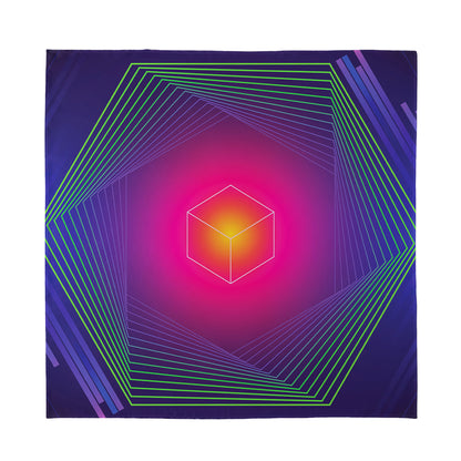 Green Light EDM Geometric Print Silk Bandana