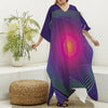 Green Light EDM Geometric Print Silk V-Neck Kaftan Dress