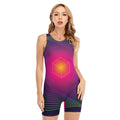 Green Light EDM Geometric Print Sleeveless One Piece Swimsuit