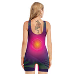 Green Light EDM Geometric Print Sleeveless One Piece Swimsuit