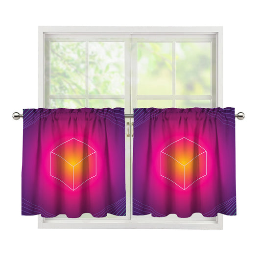 Green Light EDM Geometric Print Tier Curtains