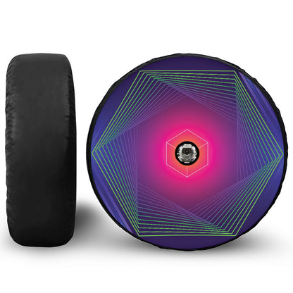 Green Light EDM Geometric Print Tire Cover With Camera Hole