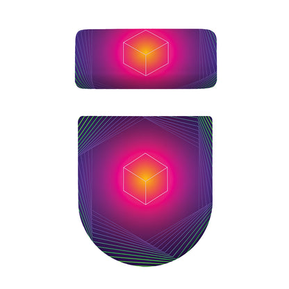 Green Light EDM Geometric Print Toilet Lid And Tank Cover Set