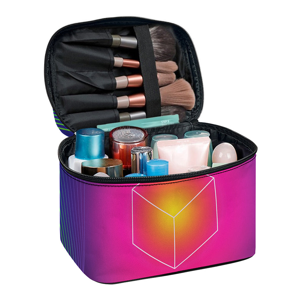 Green Light EDM Geometric Print Travel Makeup Bag