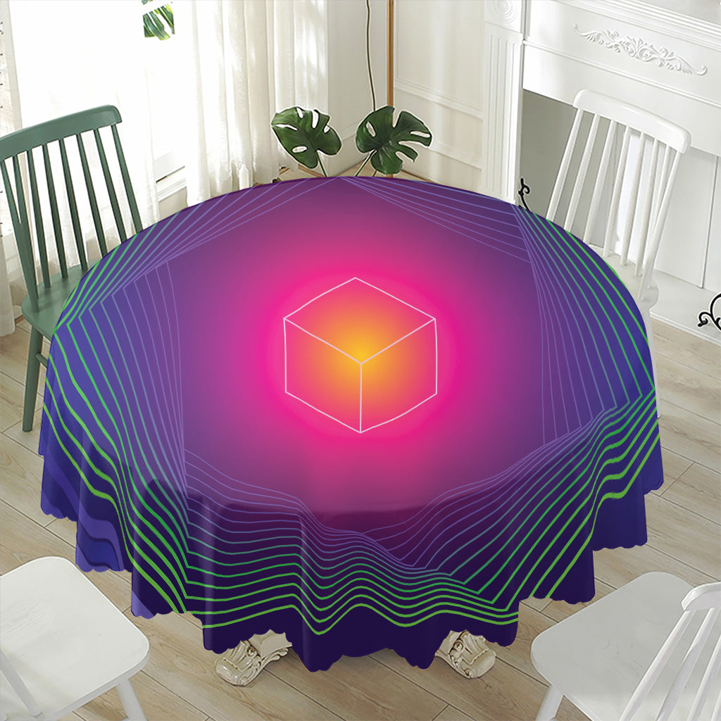 Green Light EDM Geometric Print Waterproof Round Tablecloth