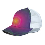 Green Light EDM Geometric Print White Mesh Trucker Cap