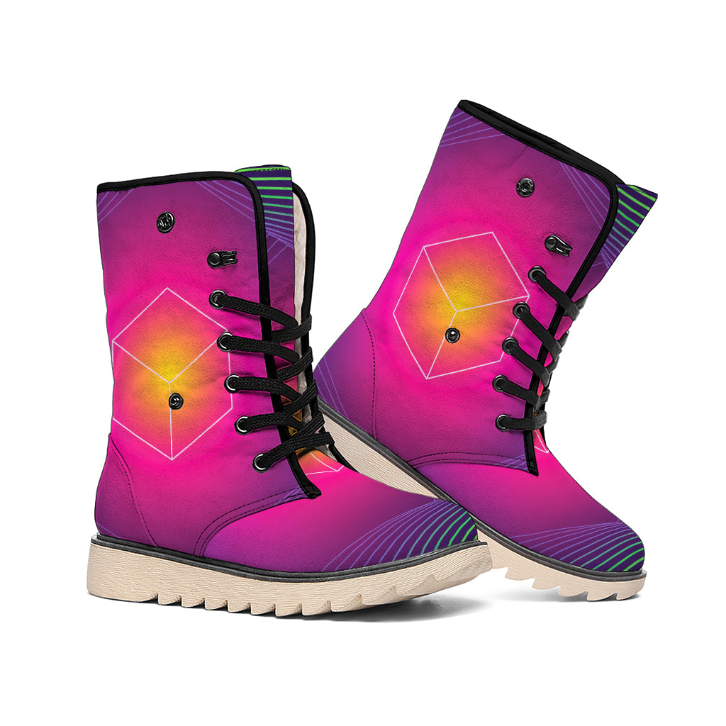 Green Light EDM Geometric Print Winter Boots
