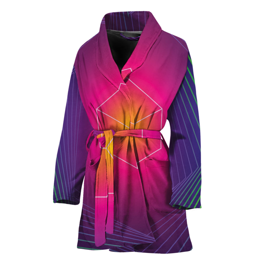 Green Light EDM Geometric Print Women's Bathrobe