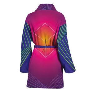 Green Light EDM Geometric Print Women's Bathrobe