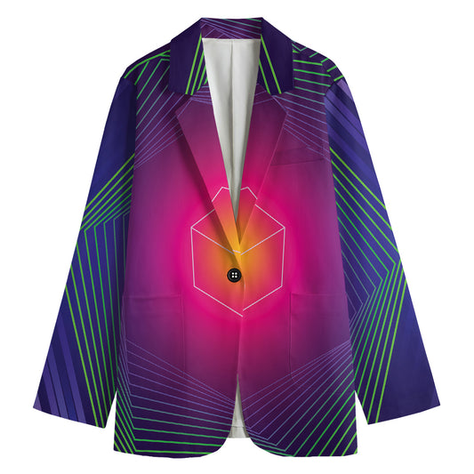 Green Light EDM Geometric Print Women's Blazer
