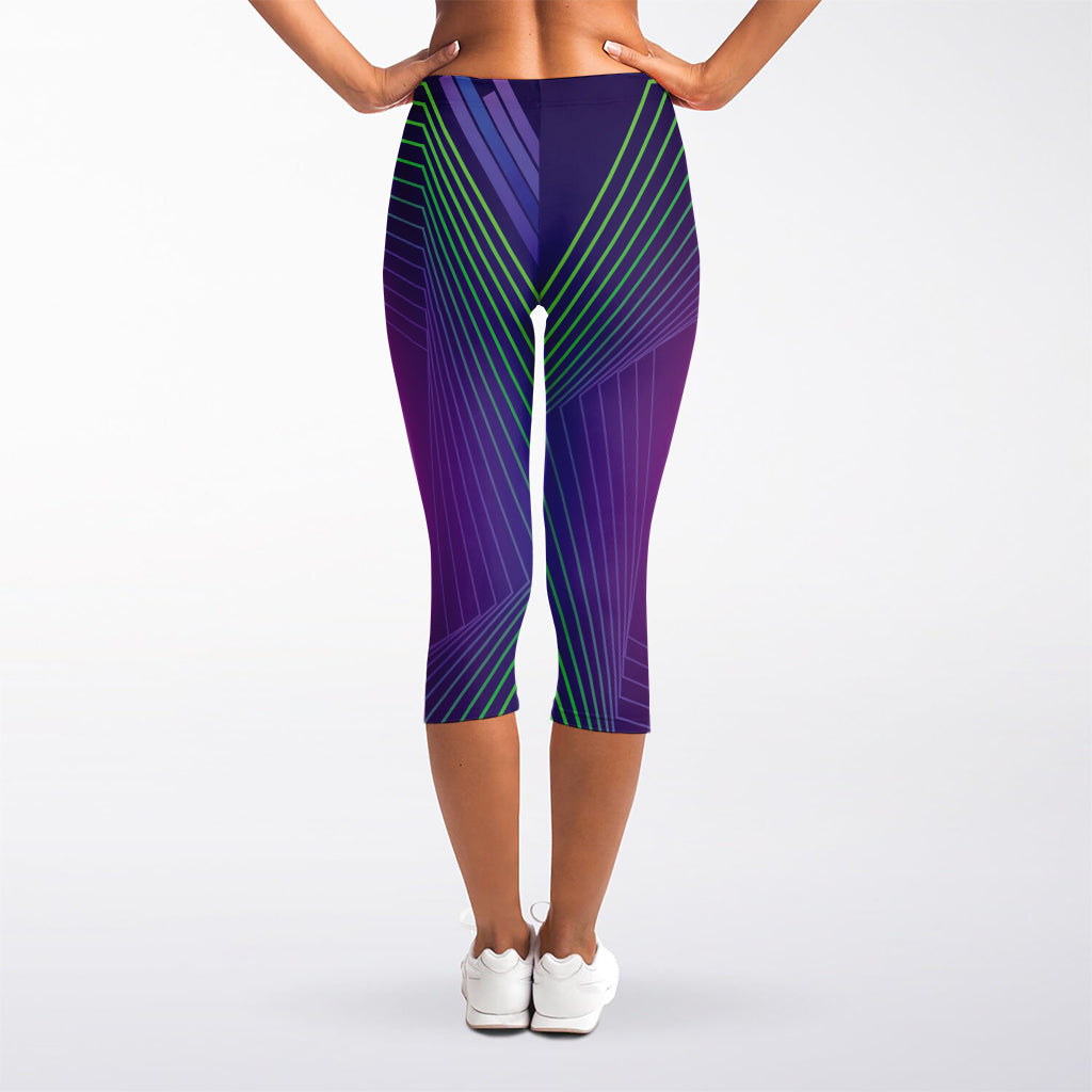 Green Light EDM Geometric Print Women's Capri Leggings