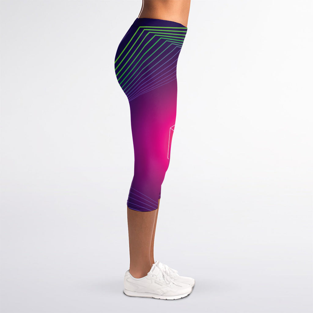 Green Light EDM Geometric Print Women's Capri Leggings