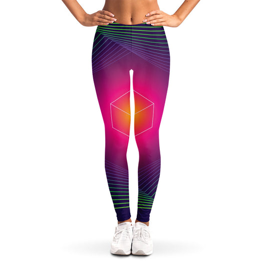 Green Light EDM Geometric Print Women's Leggings