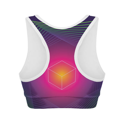 Green Light EDM Geometric Print Women's Sports Bra