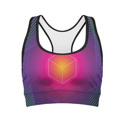 Green Light EDM Geometric Print Women's Sports Bra