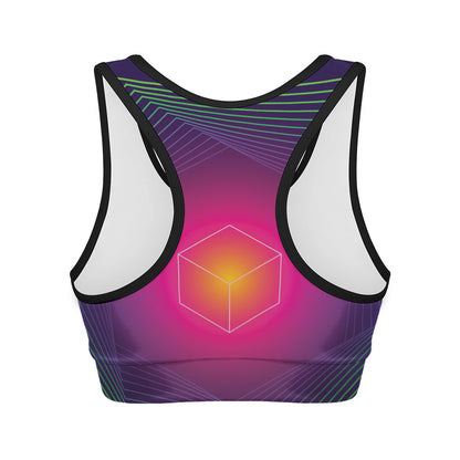 Green Light EDM Geometric Print Women's Sports Bra