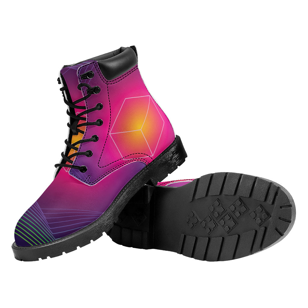 Green Light EDM Geometric Print Work Boots