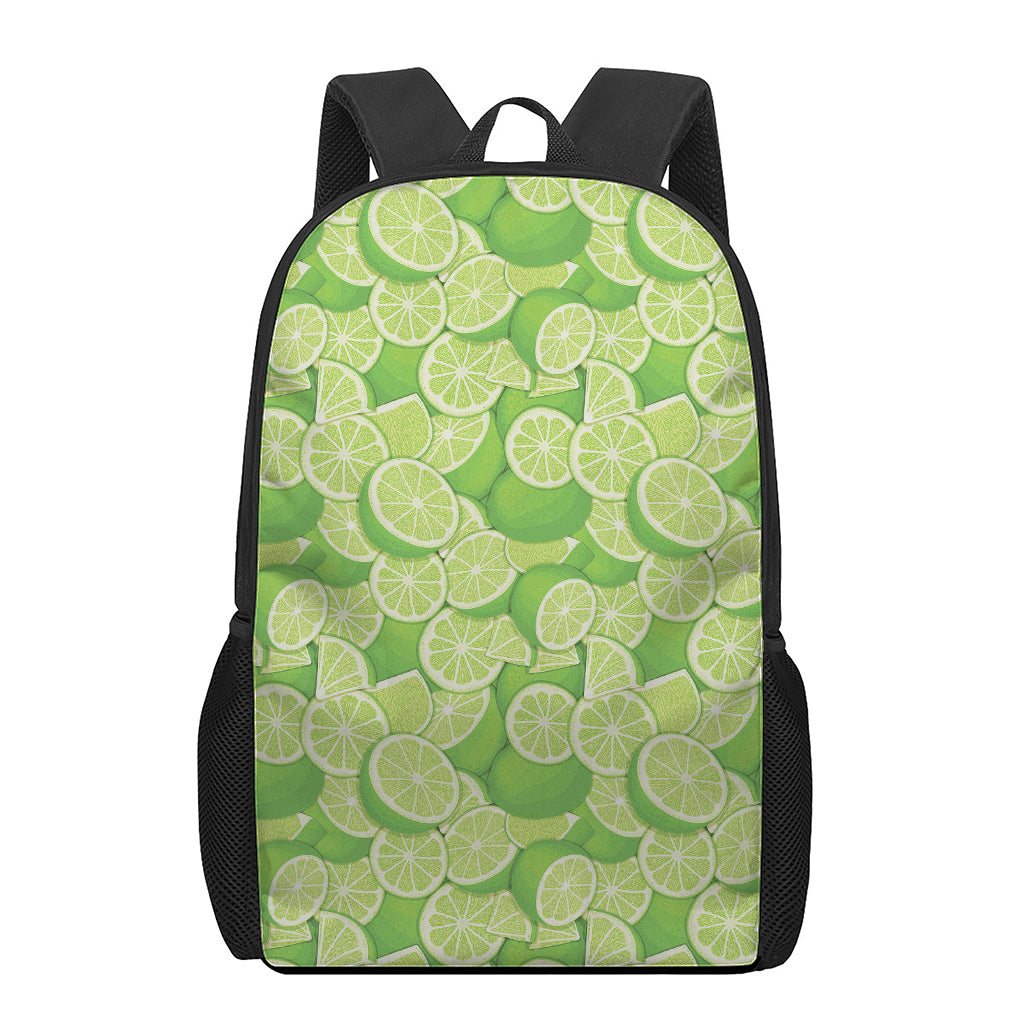 Green Lime Pattern Print 17 Inch Backpack