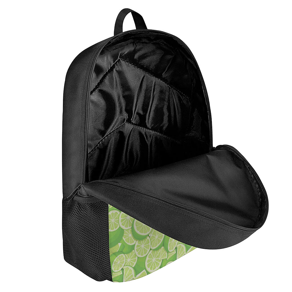 Green Lime Pattern Print 17 Inch Backpack